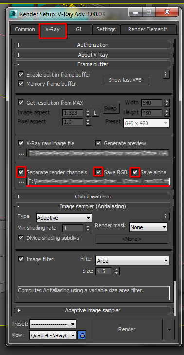 Enable the separate render channels option  